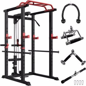 Home Gym sets Multi-functional Power Cage,Home Adjustable Pullup Squat Rack 1000Lbs Capacity Comprehensive Fitness Barbell Rack (Color: as picture)