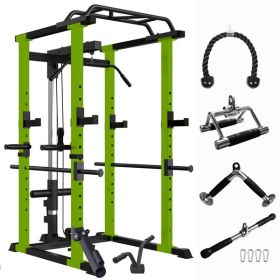 Home Gym sets Multi-functional Power Cage,Home Adjustable Pullup Squat Rack 1000Lbs Capacity Comprehensive Fitness Barbell Rack 4 sets Gym access (Color: as picture)